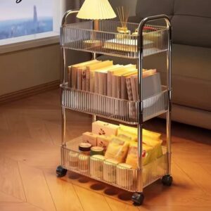 3-Tier Clear Acrylic Storage Cart with 360° Swivel Wheels – Durable & Space-Saving Organizer for Home, Office, or Salon Use